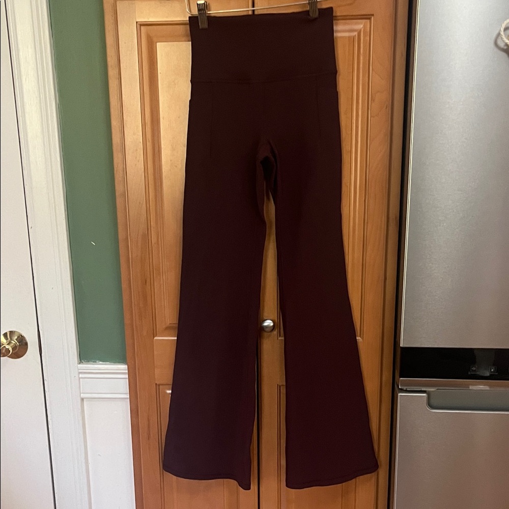 Athleta Ribbed Burgundy Flare Pants